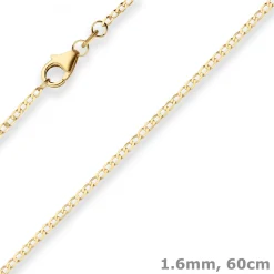 1,6mm Panzerkette weit Collier Halskette aus 585 Gold Gelbgold 60cm