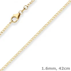 1,6mm Panzerkette weit Collier Halskette aus 585 Gold Gelbgold 42cm