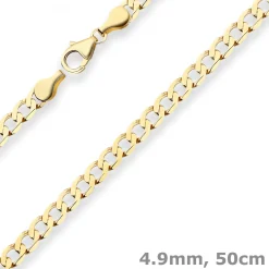 4,9mm Panzerkette weit Goldkette Collier Halskette aus 585 Gold Gelbgold 50cm
