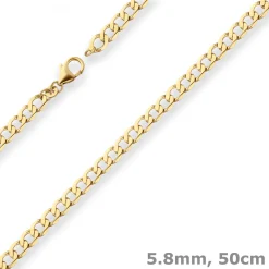5,8mm Panzerkette weit Goldkette Collier Halskette aus 333 Gold Gelbgold 50cm