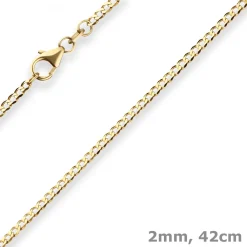 2mm Panzerkette weit Goldkette Collier Halskette aus 585 Gold Gelbgold 42cm