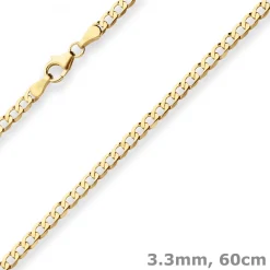3,3mm Panzerkette weit Goldkette Collier Halskette aus 375 Gold Gelbgold 60cm