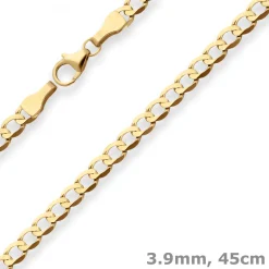3,9mm Panzerkette weit Goldkette Collier Halskette aus 333 Gold Gelbgold 45cm