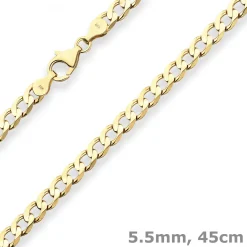 5,5mm Panzerkette weit Goldkette Collier Halskette aus 333 Gold Gelbgold 45cm
