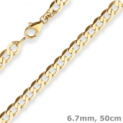6,7mm Panzerkette weit Goldkette Collier Halskette aus 585 Gold Gelbgold 50cm
