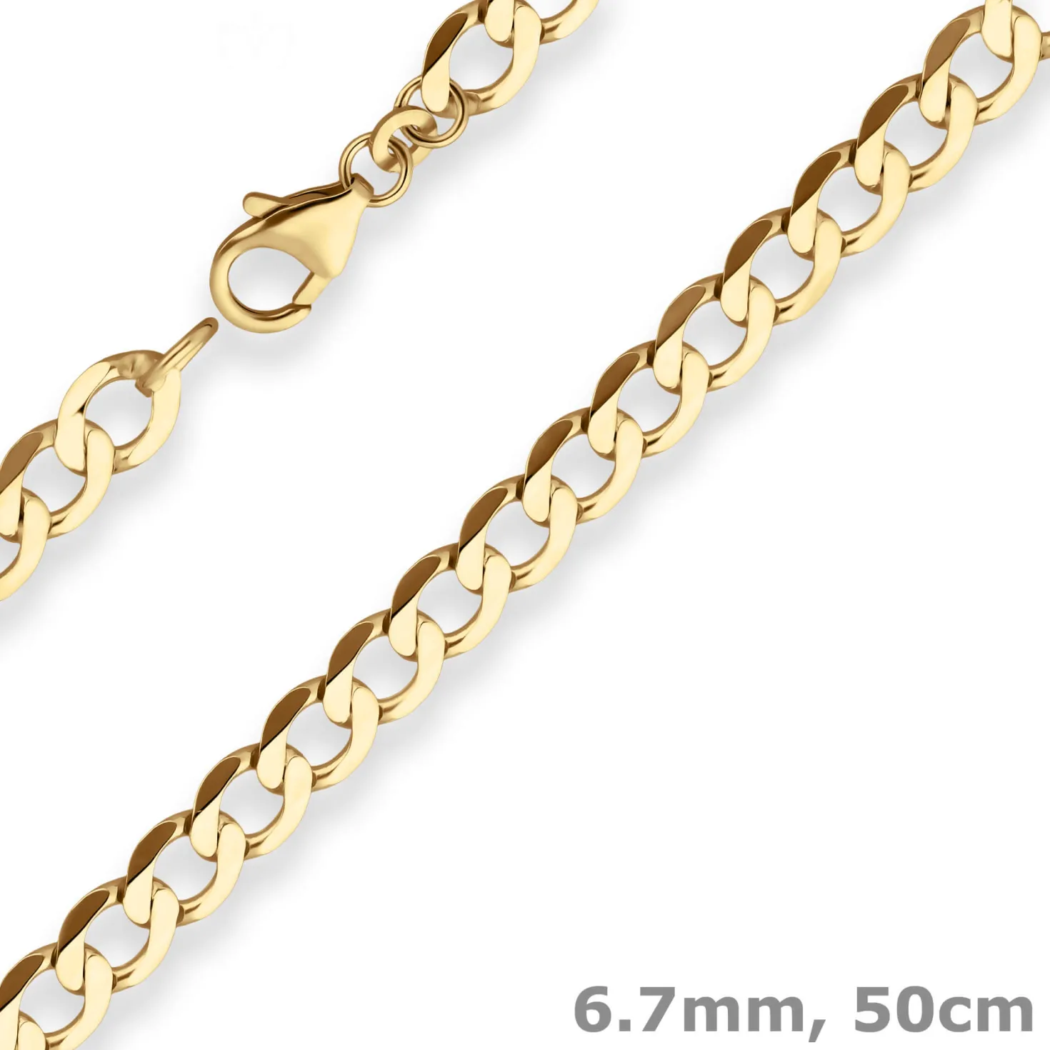 6,7mm Panzerkette weit Goldkette Collier Halskette aus 585 Gold Gelbgold 50cm