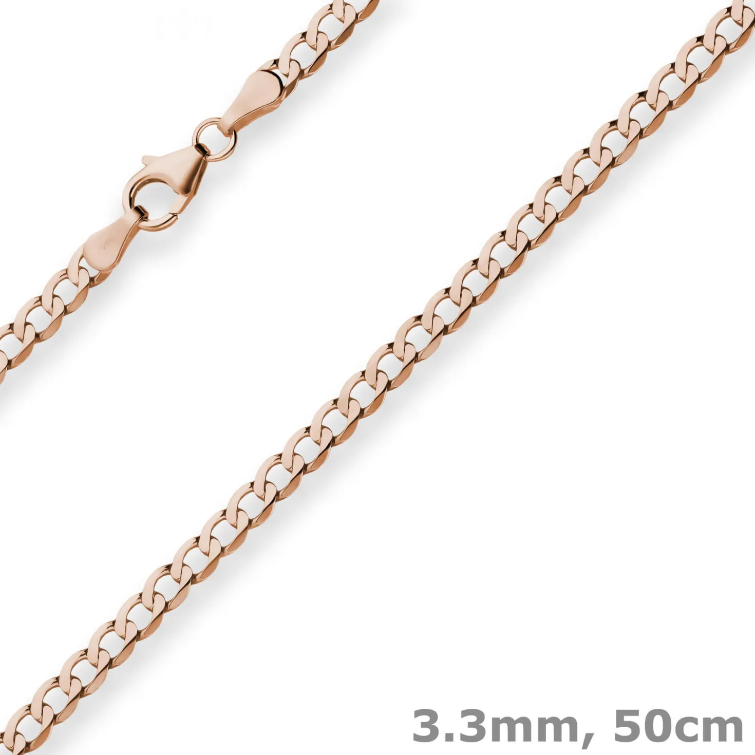 3,3mm Panzerkette weit Goldkette Collier Halskette aus 585 Gold Rotgold 50cm