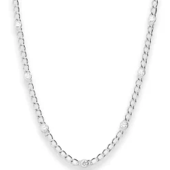 4mm Panzerkette weit Silberkette Collier Halskette aus 925 Silber 45cm Zirkonia