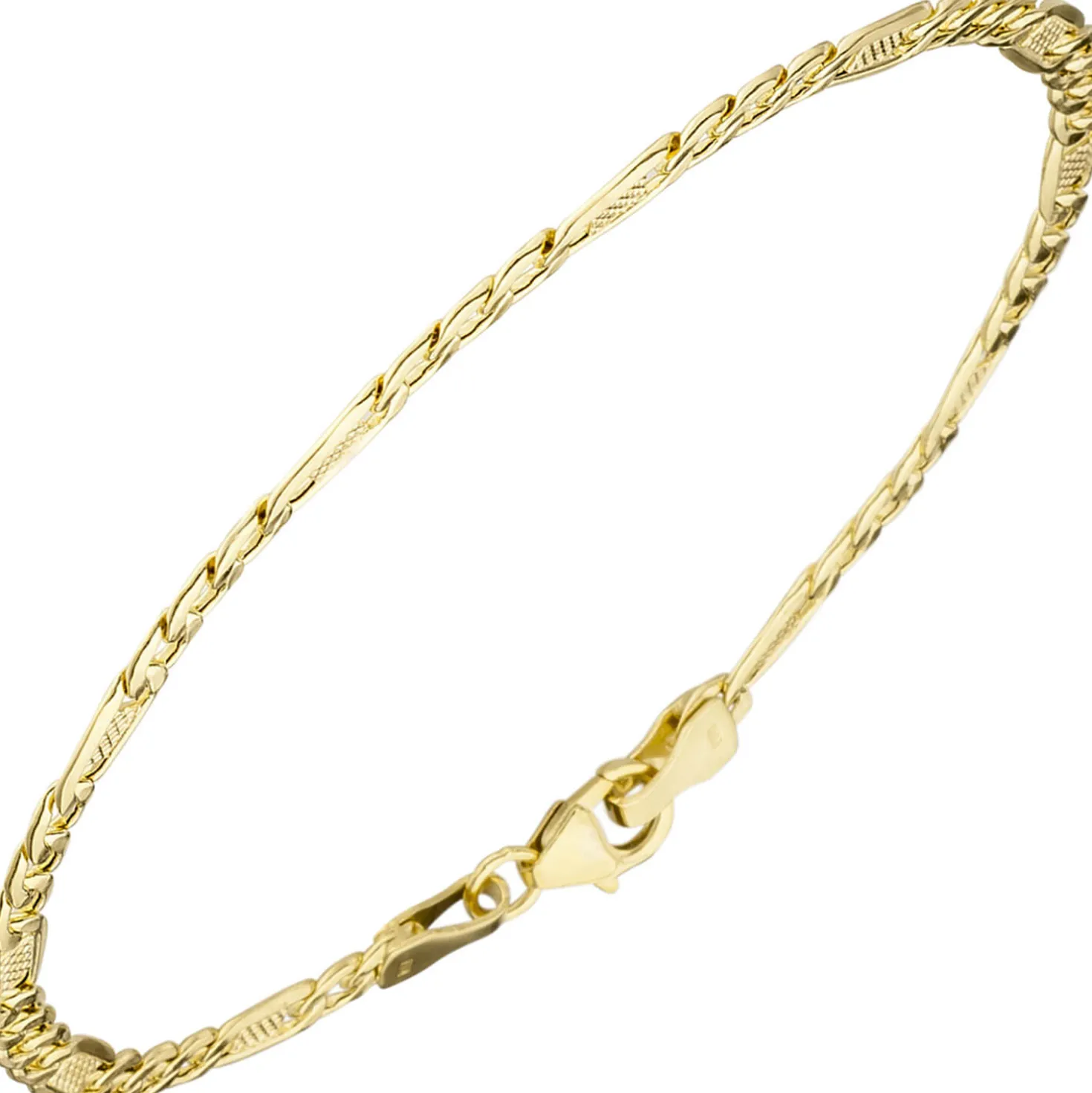 3,8mm Panzer-Steg Armband Armschmuck Goldarmband aus 333 Gold Gelbgold 19cm