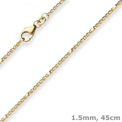 1,5mm Panzerstegkette Goldkette Collier Halskette aus 333 Gold Gelbgold 45cm