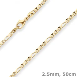2,5mm Panzerstegkette Goldkette Collier Halskette aus 375 Gold Gelbgold 50cm
