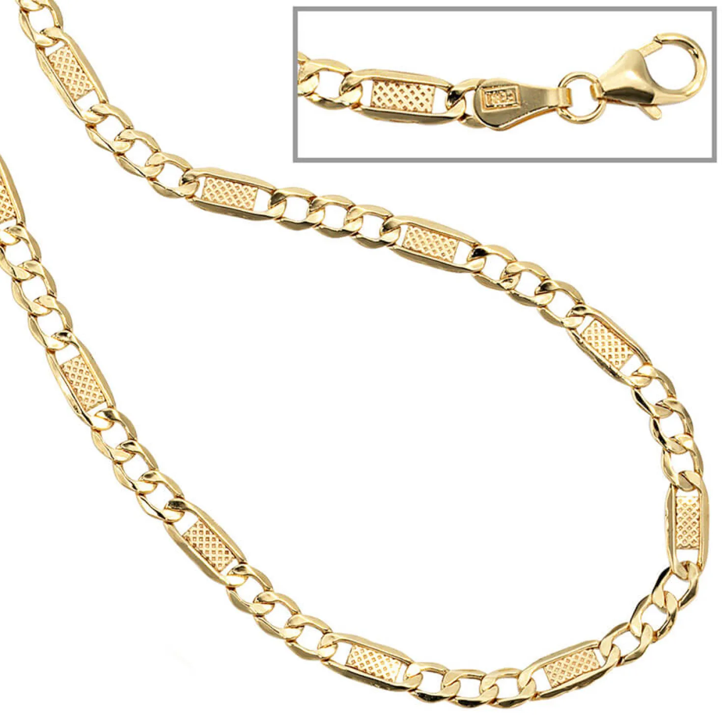 3,4mm Panzer-Steg Kette Halskette aus 333 Gold Gelbgold 45cm Unisex Goldkette