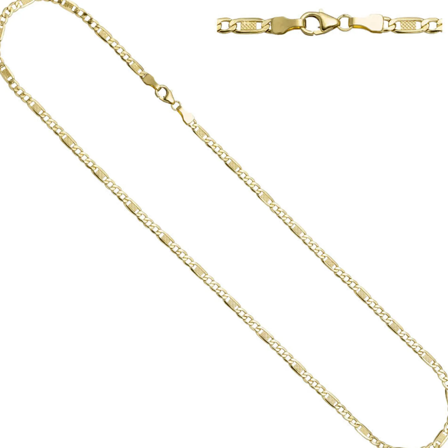 3,4mm Panzer-Steg Kette Halskette aus 333 Gold Gelbgold 45cm Unisex Goldkette
