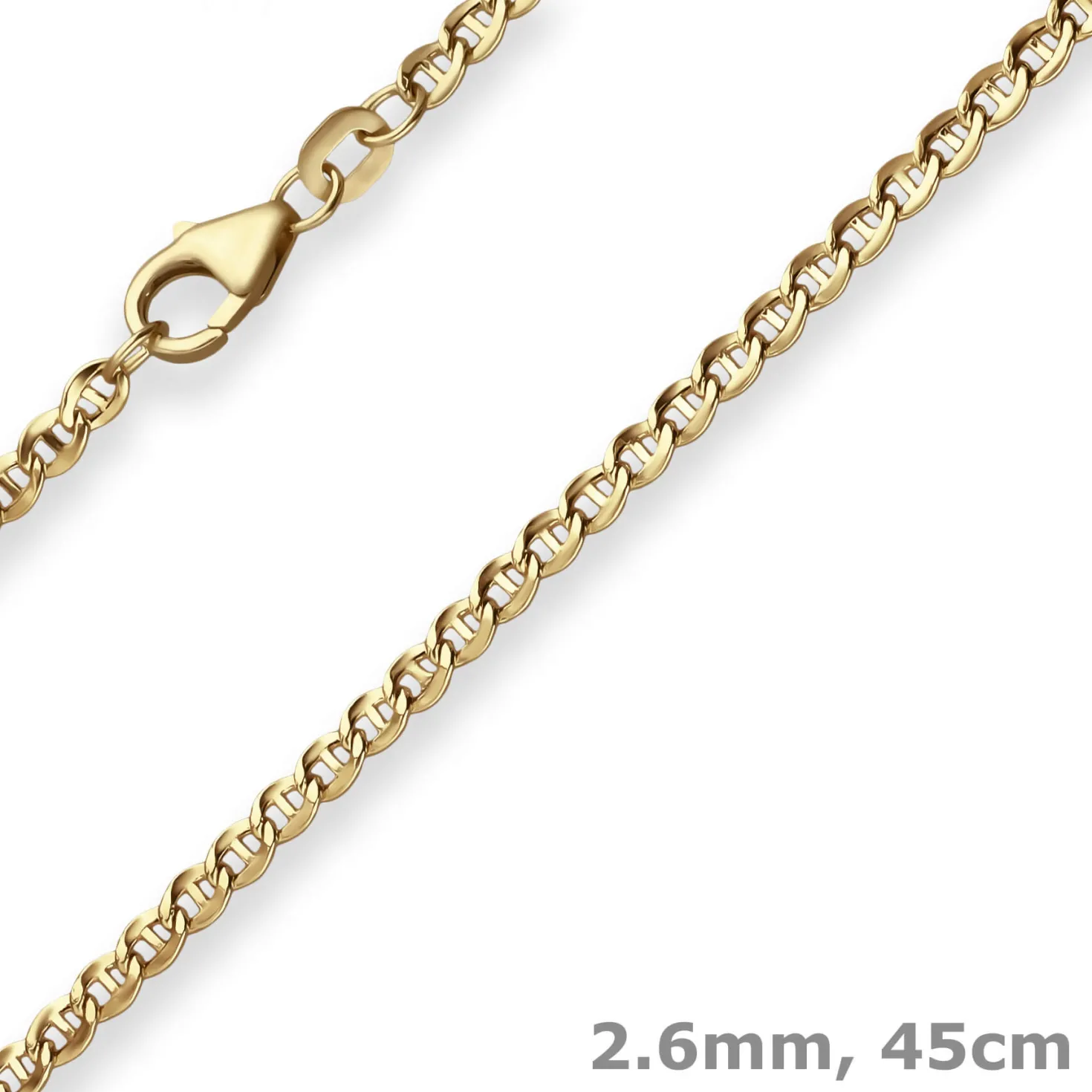 2,6mm Panzerstegkette Kette Collier Halskette aus 585 Gold Gelbgold 45cm