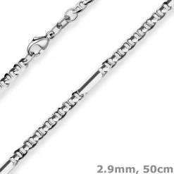 2,9mm Panzerstegkette Kette Collier Halskette aus 925 Silber rhodiniert 50cm