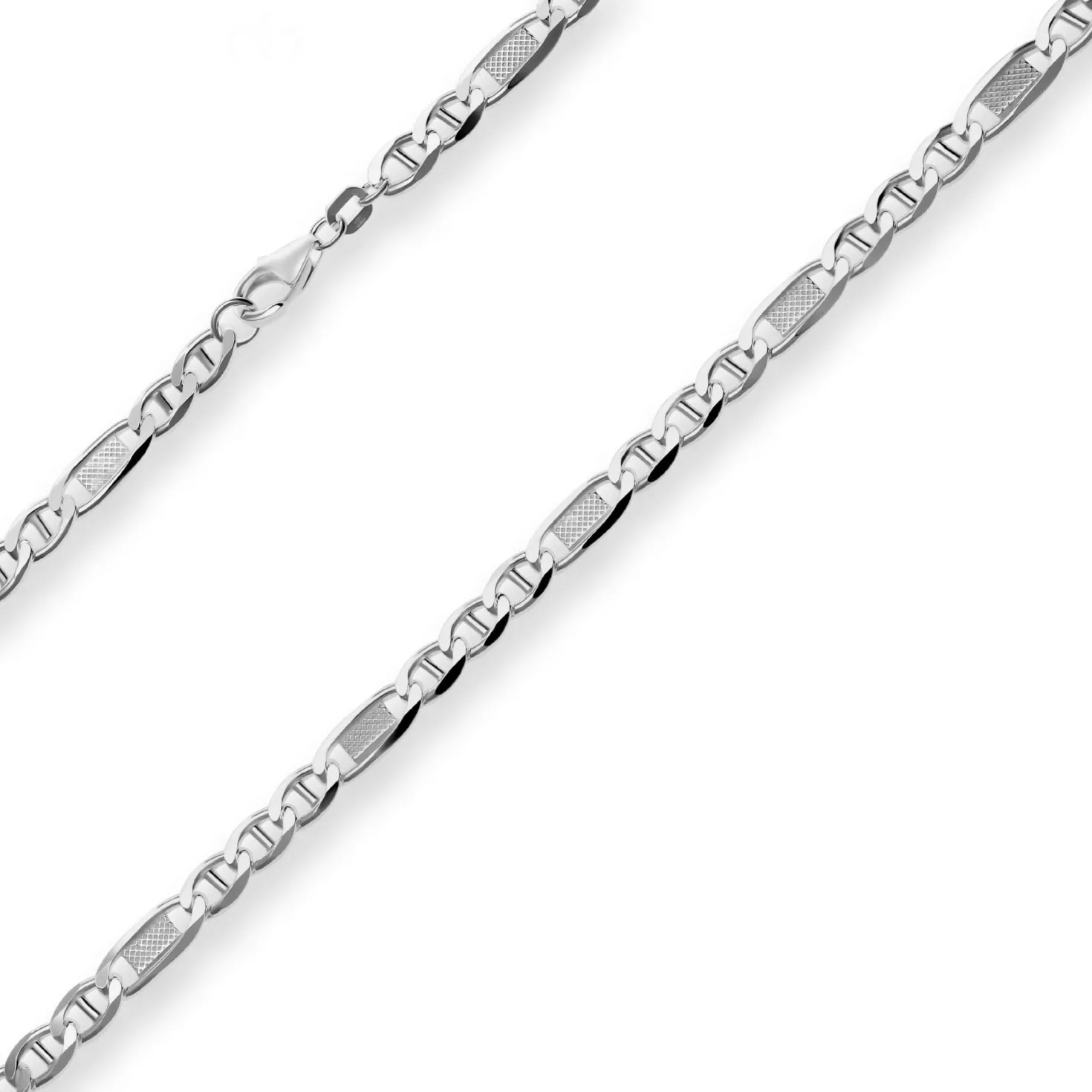 5,2mm Panzerstegkette Kette Collier Halskette aus 925 Silber rhodiniert 50cm