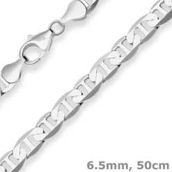 6,5mm Panzerstegkette Silberkette Collier Halskette aus 925 Silber 50cm
