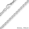 4mm Panzerstegkette Silberkette Collier Halskette aus 925 Silber rhodiniert 45cm