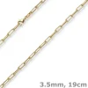 3,5mm Paper Clip Anker weit Armband Armkette aus 585 Gold Gelbgold 19cm