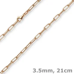 3,5mm Paper Clip Anker weit Armband Armkette aus 585 Gold Rotgold 21cm