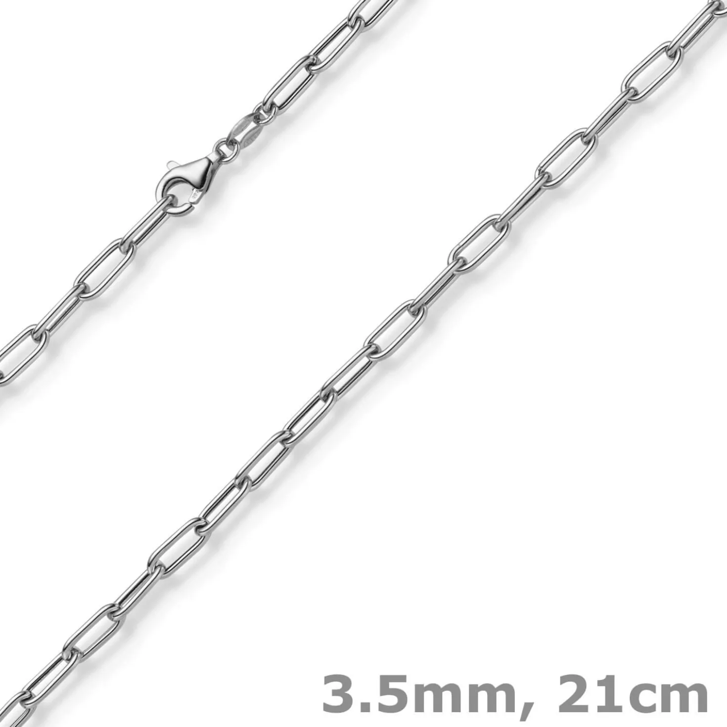 3,5mm Paper Clip Anker weit Armband Armkette aus 585 Gold Weißgold 21cm