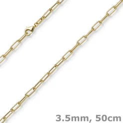 3,5mm Paper Clip Anker weit Kette Collier Halskette aus 585 Gold Gelbgold 50cm
