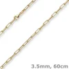 3,5mm Paper Clip Anker weit Kette Collier Halskette aus 585 Gold Gelbgold 60cm