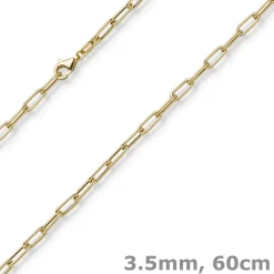 3,5mm Paper Clip Anker weit Kette Collier Halskette aus 585 Gold Gelbgold 60cm