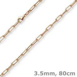 3,5mm Paper Clip Anker weit Kette Collier Halskette aus 585 Gold Rotgold 80cm