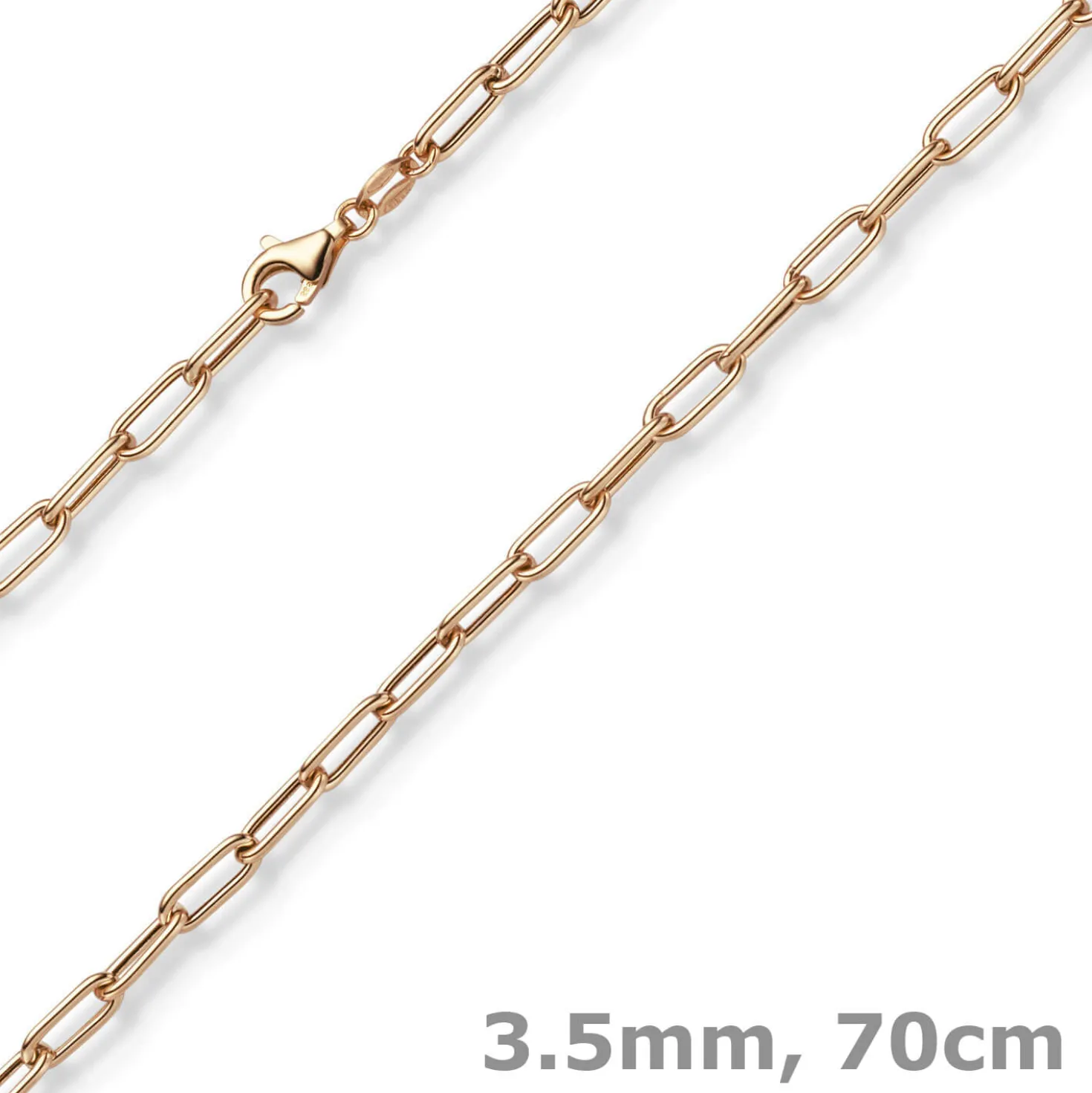 3,5mm Paper Clip Anker weit Kette Collier Halskette aus 585 Gold Rotgold 70cm