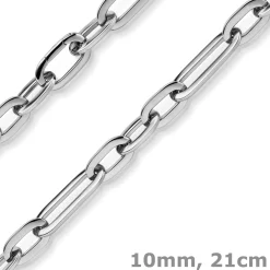 10mm Paper-Clip Armband Armkette Armschmuck aus 585 Gold Weißgold glänzend 21cm