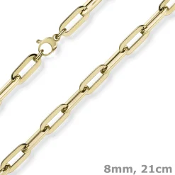 8mm Paper Clip Armband Armschmuck Armkette 585 Gold Gelbgold 21cm