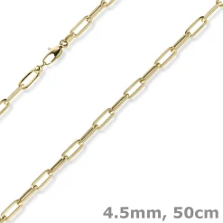 4,5mm Paper Clip Kette Collier aus 585 Gold Gelbgold 50cm Halskette Halsschmuck