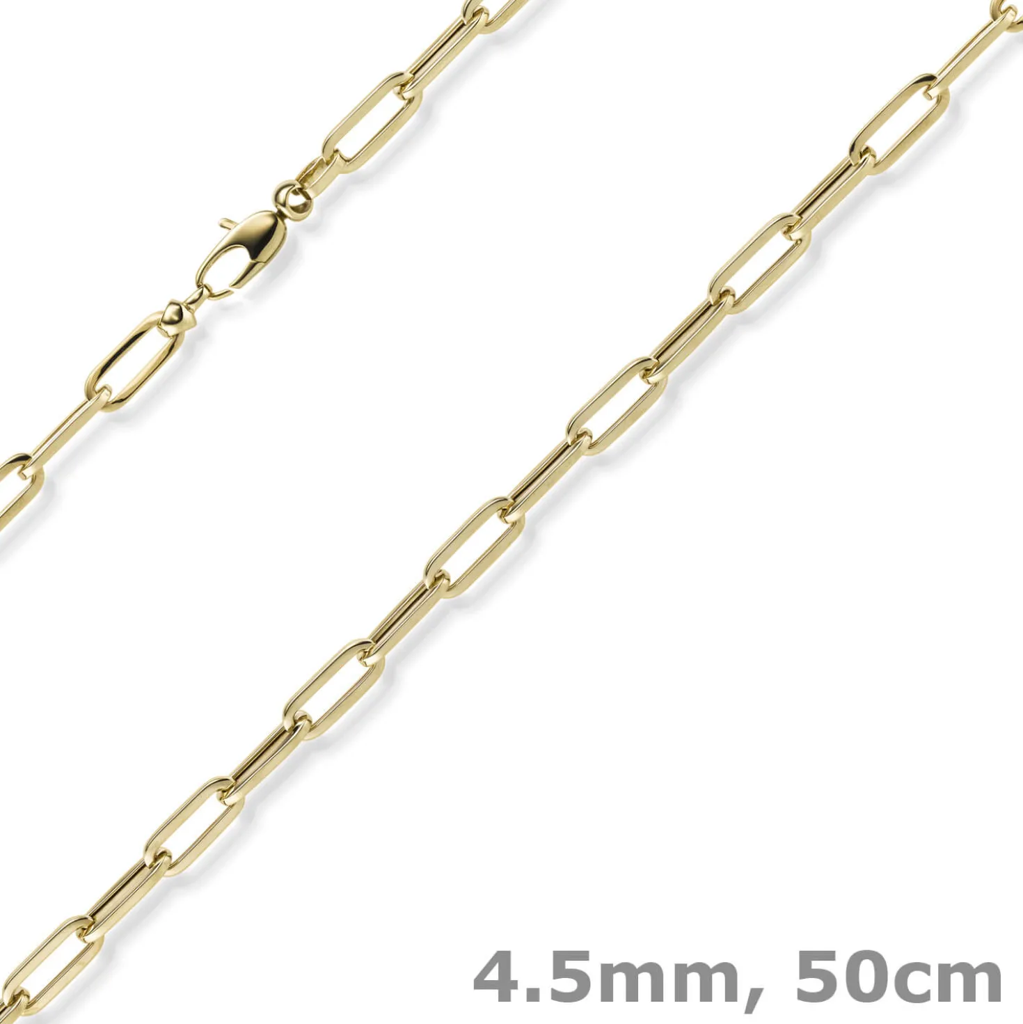 4,5mm Paper Clip Kette Collier aus 585 Gold Gelbgold 50cm Halskette Halsschmuck
