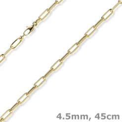 4,5mm Paper Clip Kette Collier aus 585 Gold Gelbgold 45cm Halskette Halsschmuck