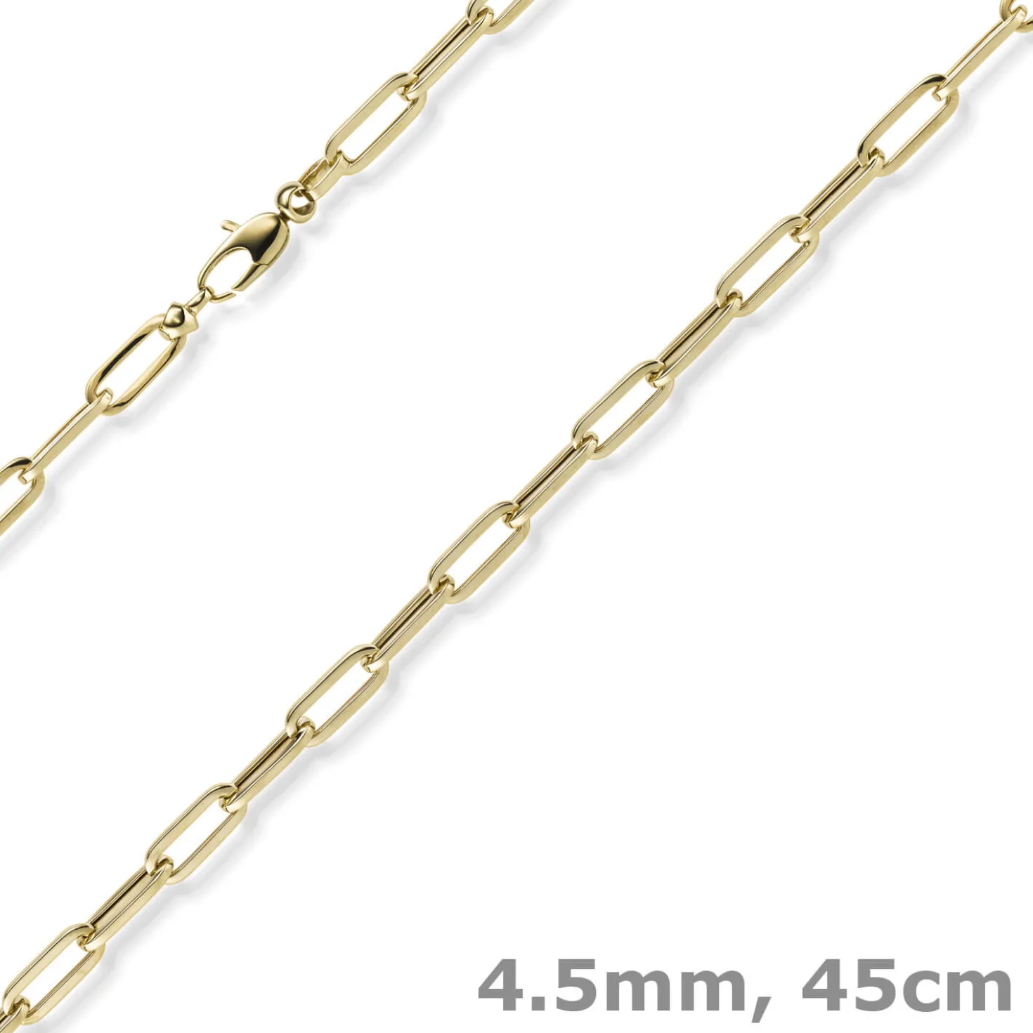 4,5mm Paper Clip Kette Collier aus 585 Gold Gelbgold 45cm Halskette Halsschmuck