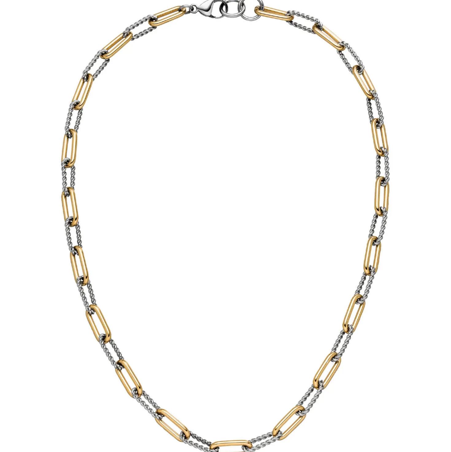6,3mm Paper-Clip Kette Collier Halskette aus Edelstahl goldfarben 46-47cm