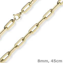 8mm Paper Clip Kette Halskette Collier aus 750 Gold Gelbgold 45cm