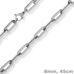8mm Paper Clip Kette Halskette Collier aus 750 Gold Weißgold 45cm
