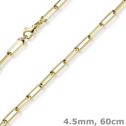 4,5mm Paper-Clip Kette Halskette Collier 585 Gold Gelbgold massiv 60cm