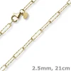 2,5mm Paper Clip Weit-Ankerarmband Armkette 585 Gold Gelbgold strukturiert 21cm