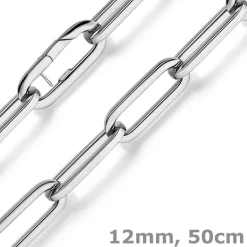 12mm Paper Clip Weit-Anker Kette Collier Halskette aus 585 Gold Weißgold 50cm
