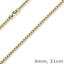 4mm Phantasiearmband Armkette Armschmuck aus 585 Gold Gelbgold glänzend 21cm