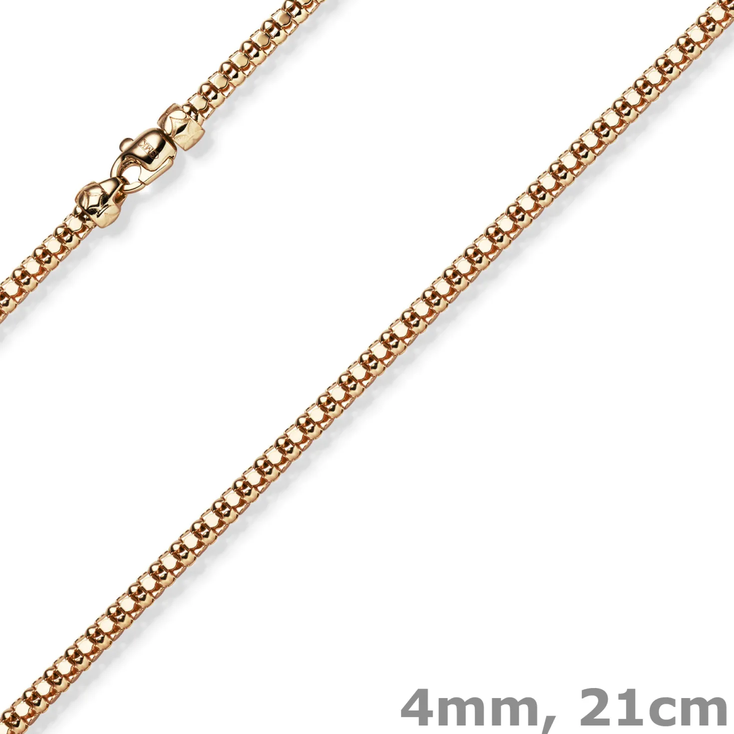 4mm Phantasiearmband Armkette Armschmuck aus 585 Gold Rotgold glänzend 21cm