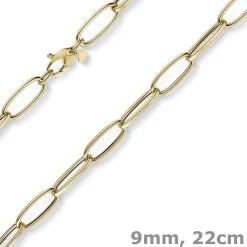 9mm Phantasie Armband Armkette aus 585 Gold Gelbgold oval vierkant 22cm