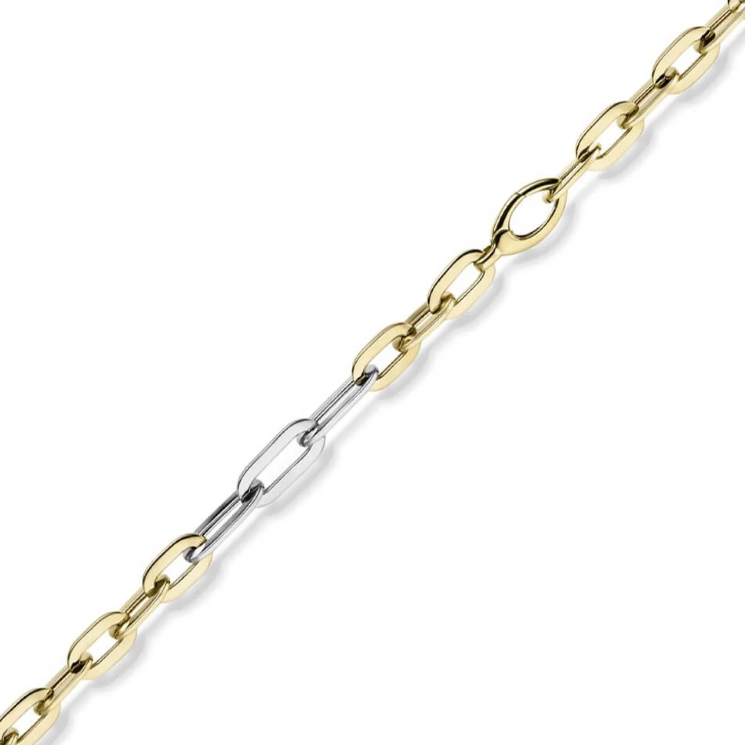 6mm Phantasie Armband Armkette aus 585 Gold Gelbgold Weißgold oval flach 19cm