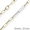 5mm Phantasie Armband Armkette aus 585 Gold Gelbgold Weißgold vierkant 21cm