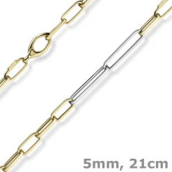 5mm Phantasie Armband Armkette aus 585 Gold Gelbgold Weißgold vierkant 21cm