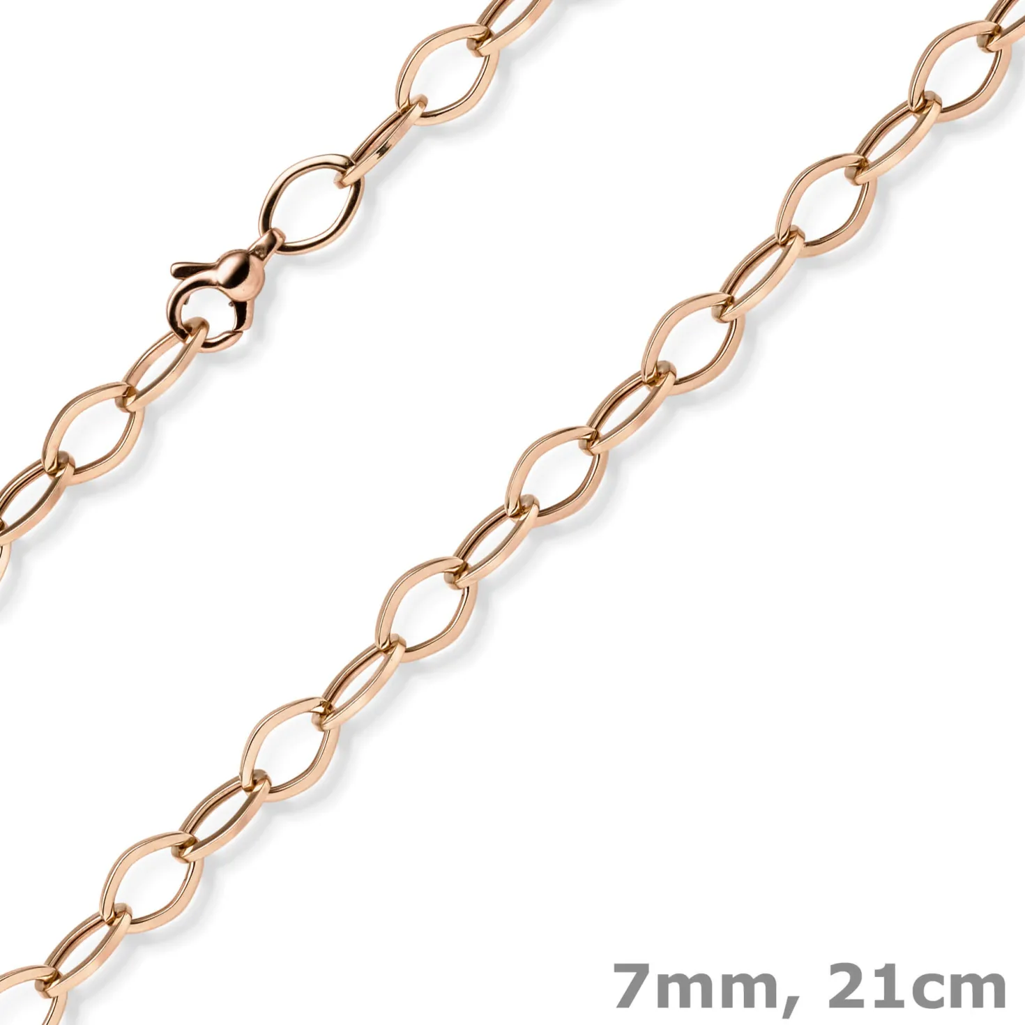 7mm Phantasie Armband Armkette aus 585 Gold Rotgold glänzend 21cm