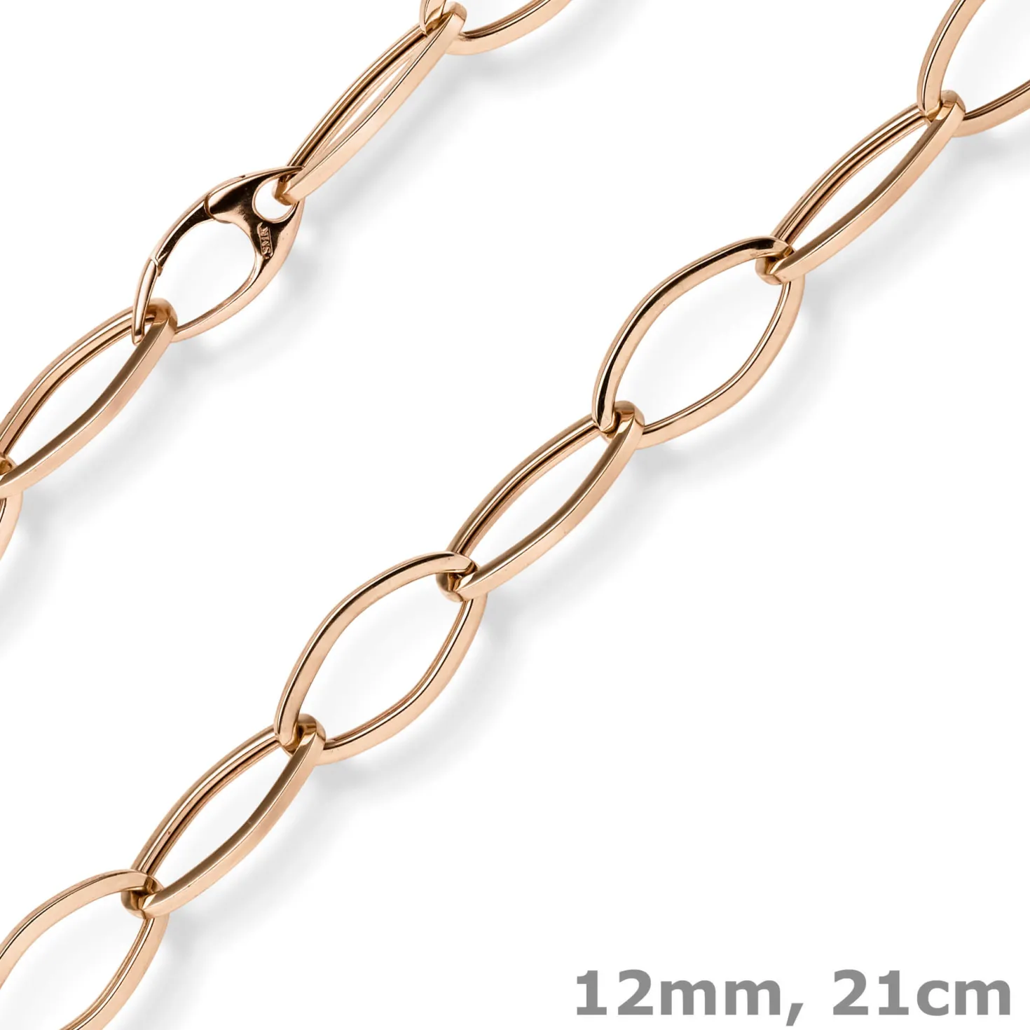 12mm Phantasie Armband Armkette aus 585 Gold Rotgold glänzend 21cm